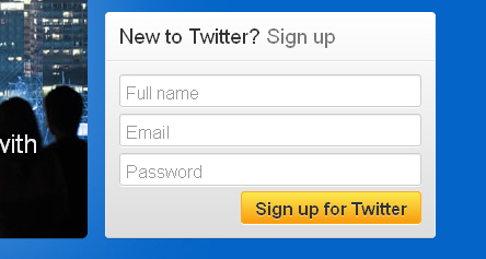 Twitter Sign Up form