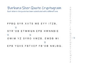 Barbara Sher Quote Cryptogram