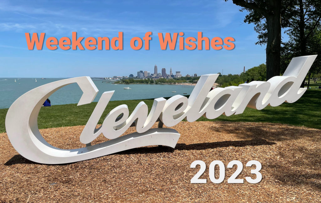 Weekend of Wishes, Cleveland 2023 on photo of downtown Cleveland
